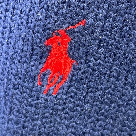 POLO Ralph Lauren Men's 100% Cotton Quarter-Zip Knit Dark Navy Blue Sweater - Picture 5 of 6